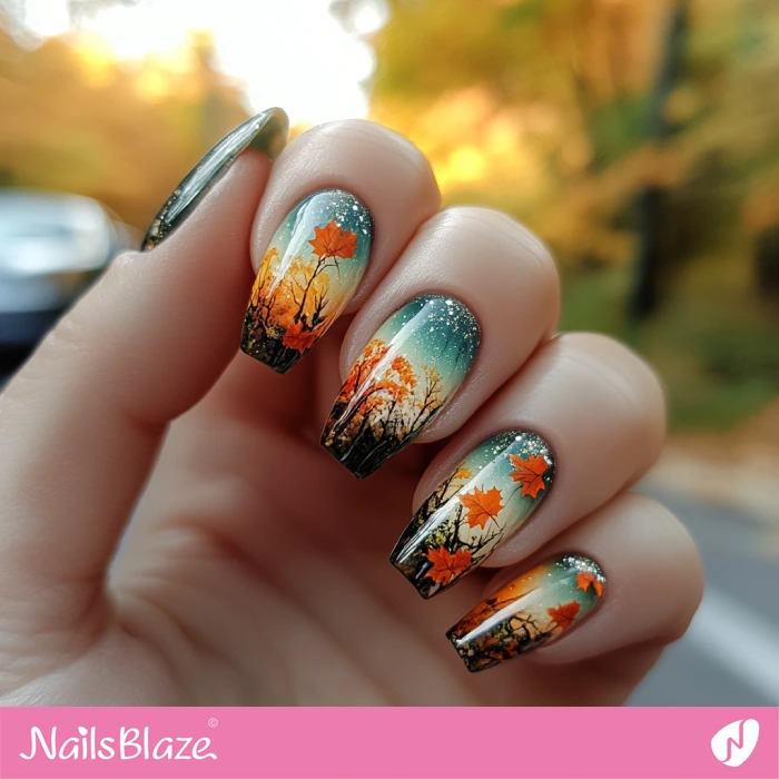 Fall Season Nails Design | Thanksgiving Harvest Nails - NB6336