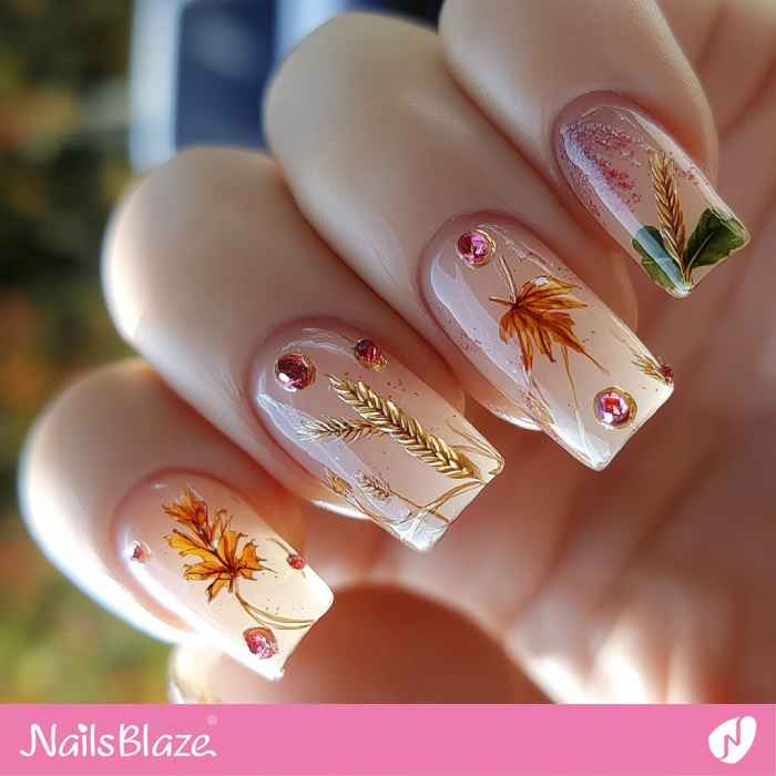 Fall Theme for Clear Nails | Thanksgiving Harvest Nails - NB6311