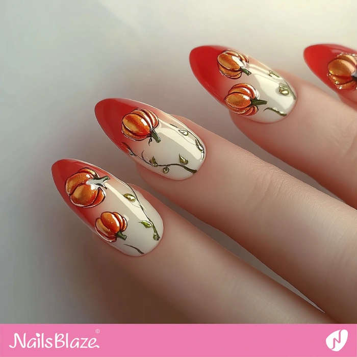 Sophisticated Pumpkin Nail Art | Thanksgiving Pumpkin Nails - NB6219