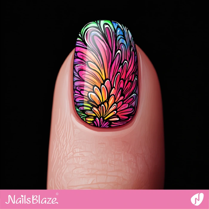 Colorful Turkey Feather Nail Design | Thanksgiving Turkey Nails - NB6348