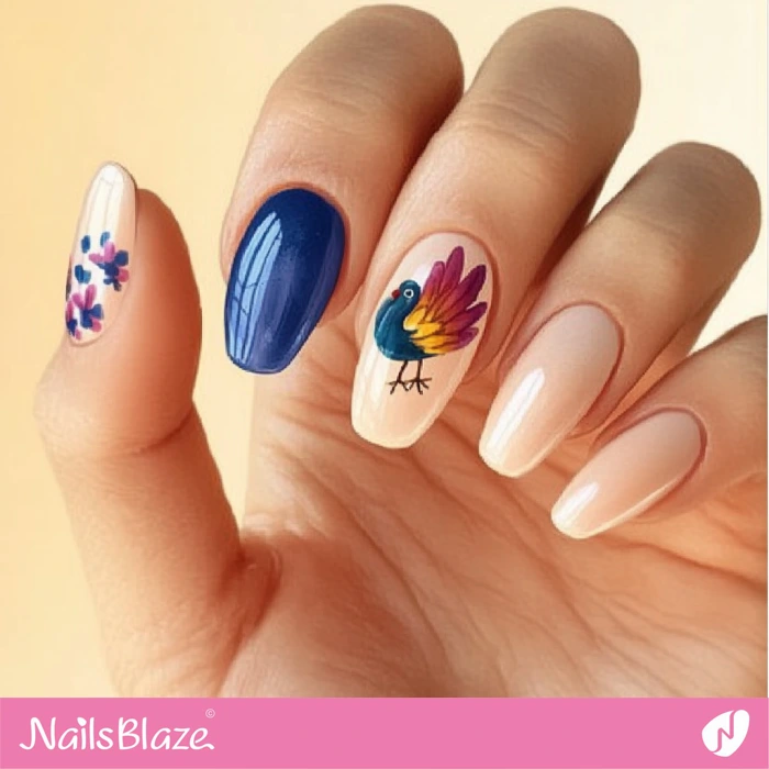 Easy to Do Turkey Nails | Thanksgiving Turkey Nails - NB6258