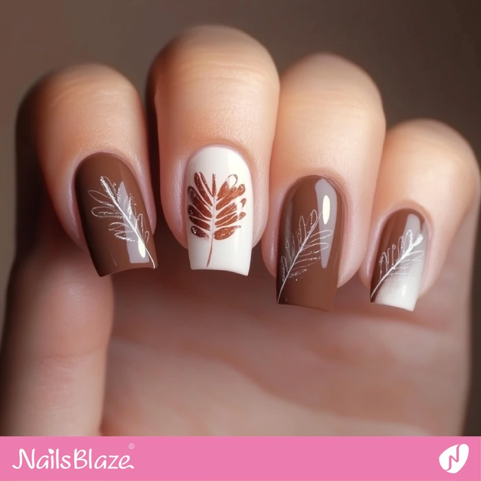 Turkey Feather-inspired Nails Design | Thanksgiving Turkey Nails - NB6250