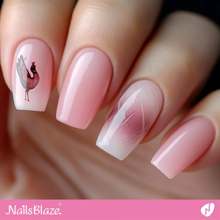 Turkey for Soft Pink Nails | Thanksgiving Turkey Nails - NB6255