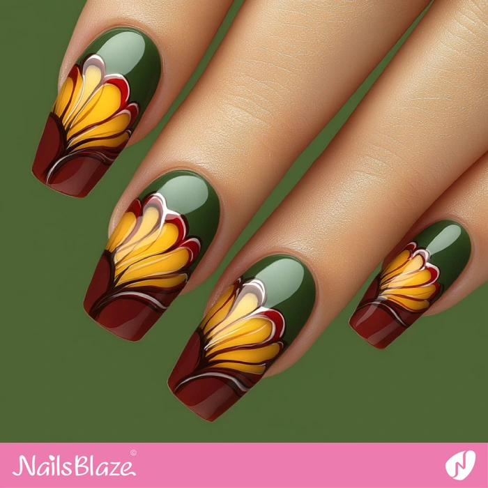 Turkey-inspired Simple Nails Design | Thanksgiving Turkey Nails - NB6257