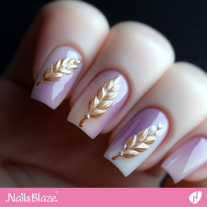 3D Wheat Design for Short Nails | Thanksgiving Wheat Nails - NB6282