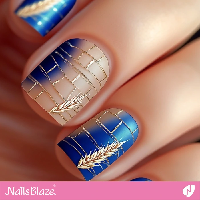 Wheat Design for Stylish Short Nails | Thanksgiving Wheat Nails - NB6289