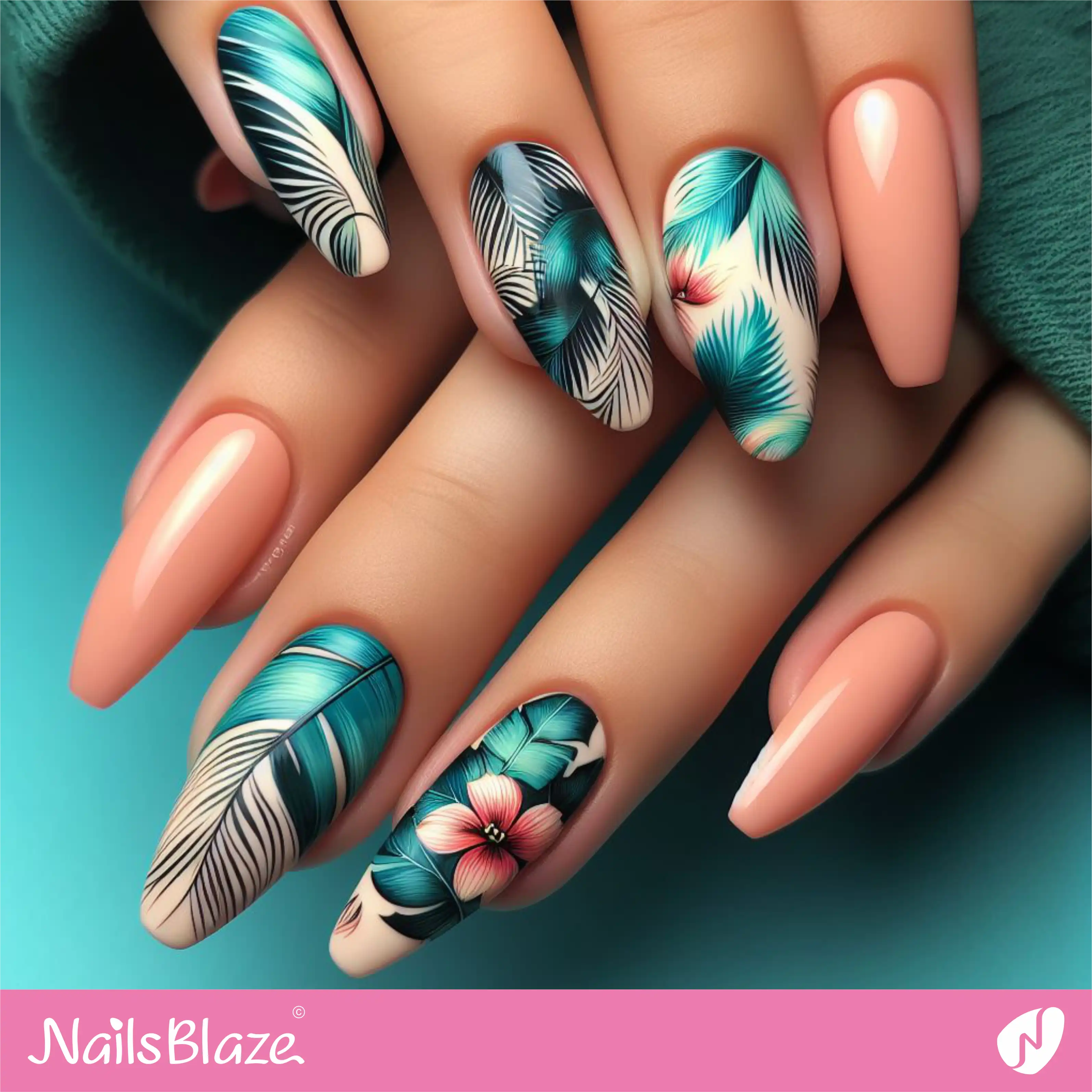 Tropical Leaf Nail Design| Tropical-NB-D-216