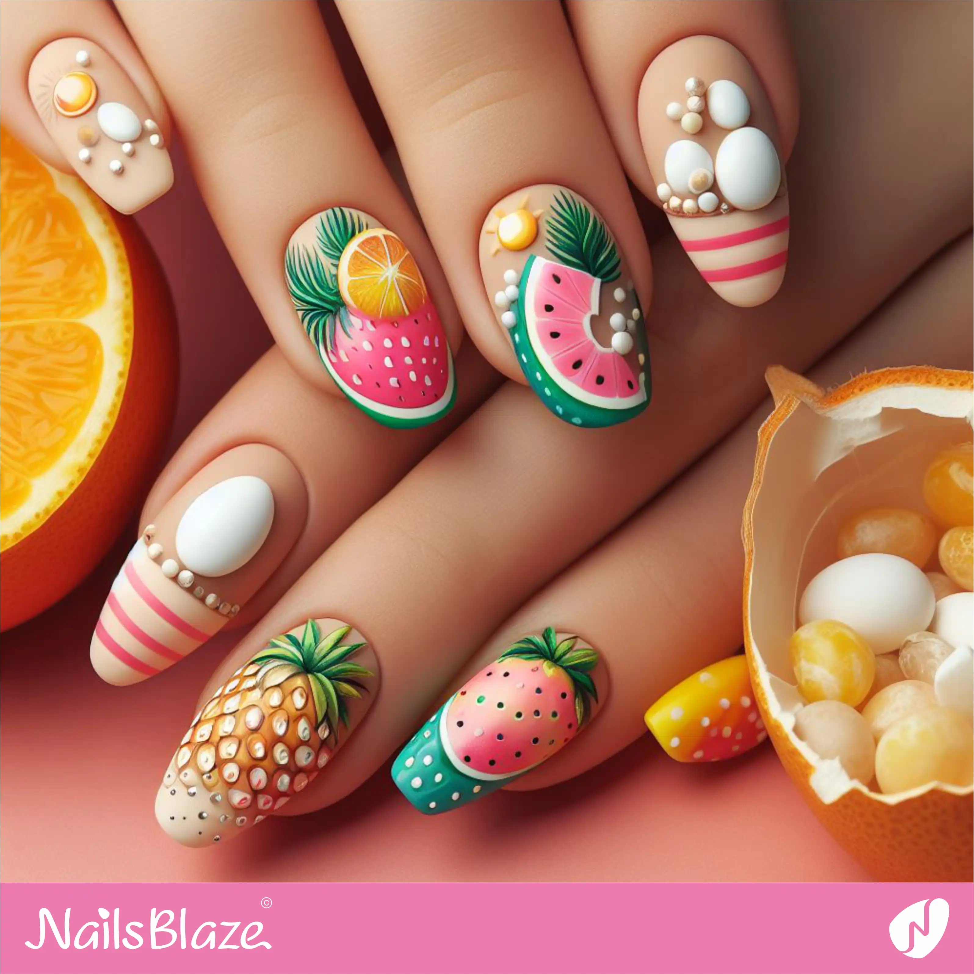 Pineapple Summer Nail Art - PinkNSmiles | PinkNSmiles y.'s (PinkNSmiles)  Photo | Beautylish