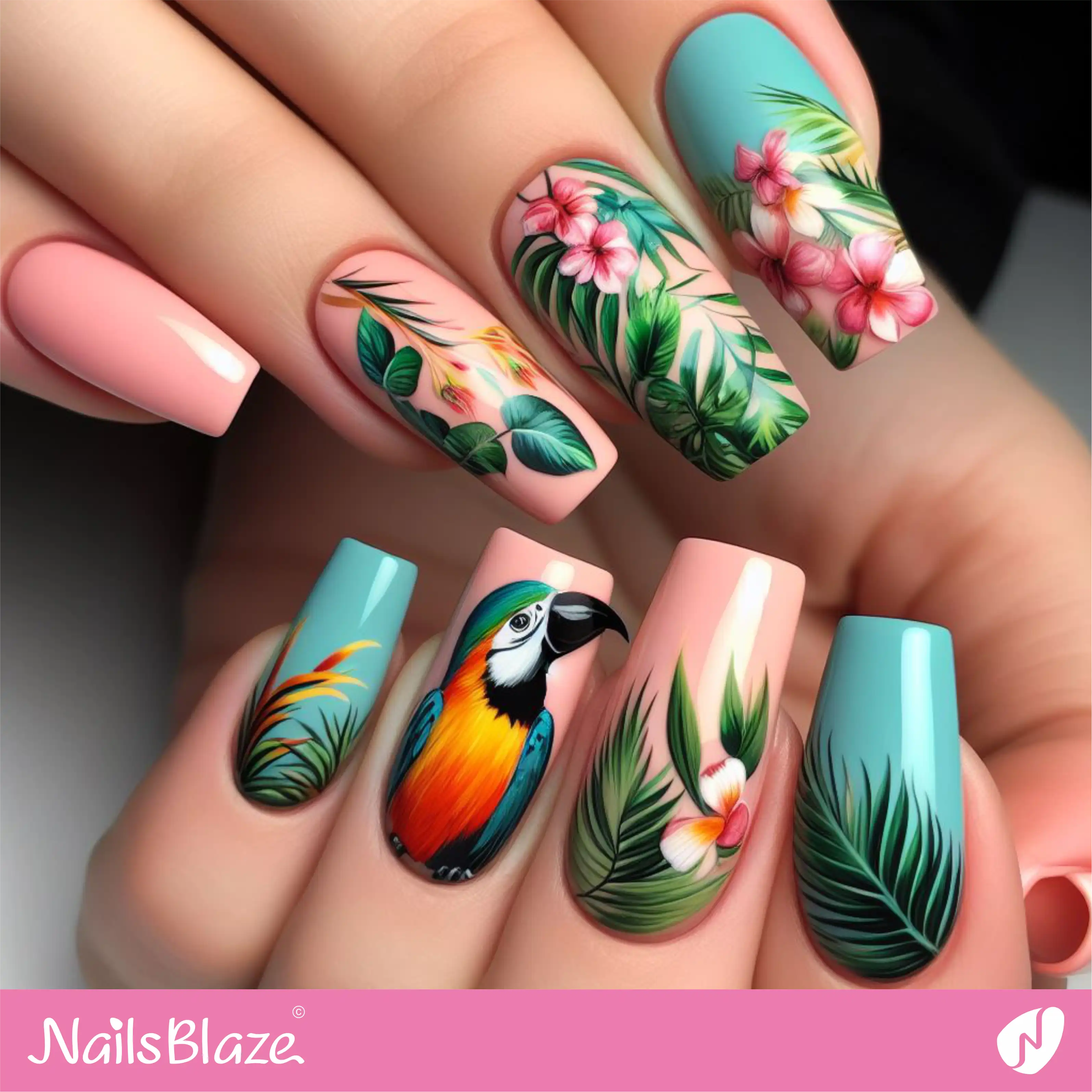 Tropical Summertime Nail Art| Tropical-NB-D-235