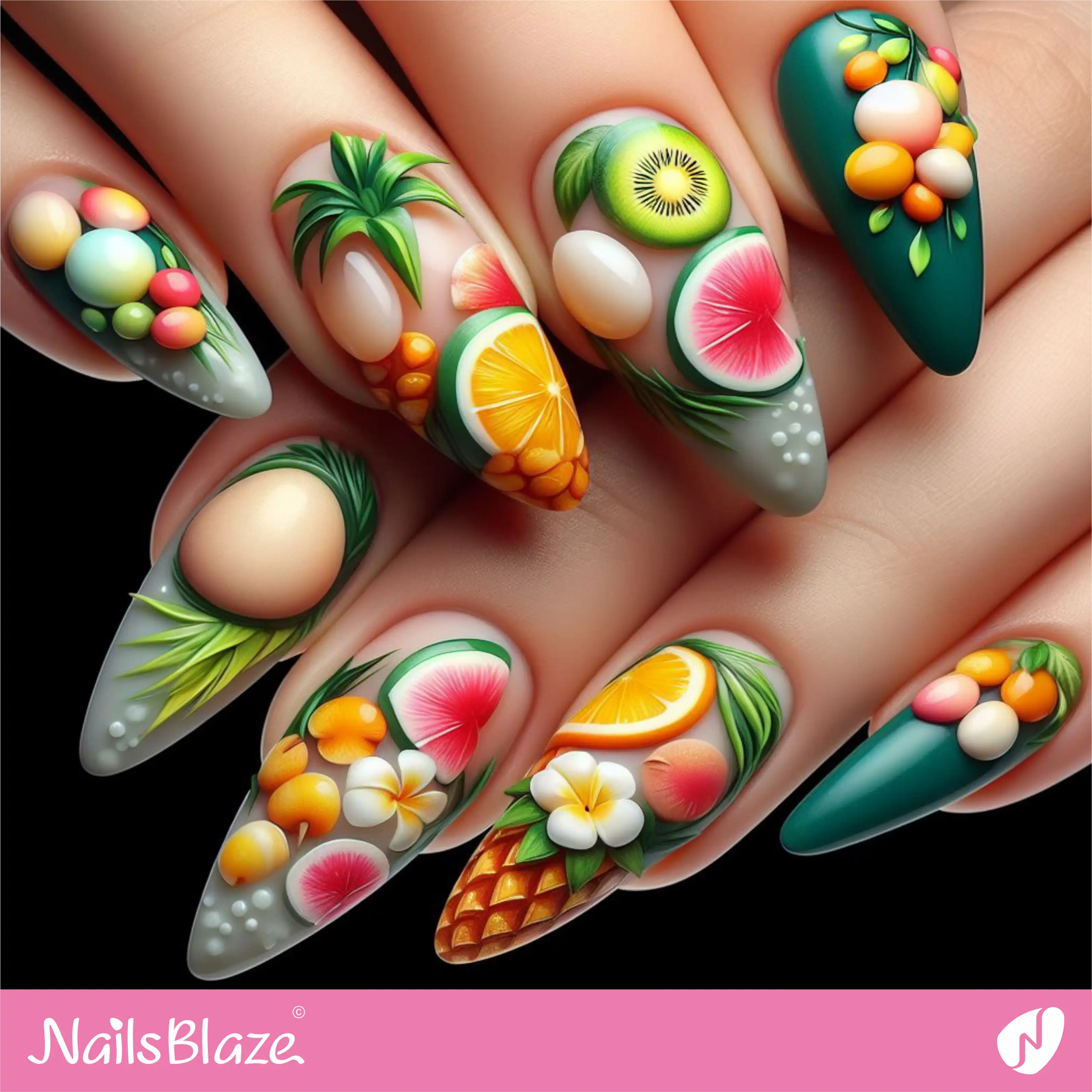 Tropical Fruit Nail Design | Tropical-NB-D-239