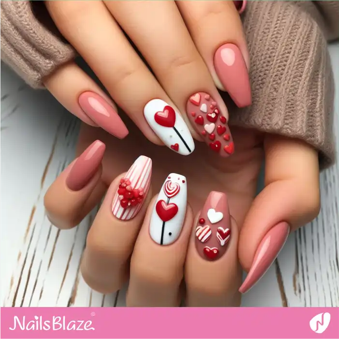 Candy Heart Nails
