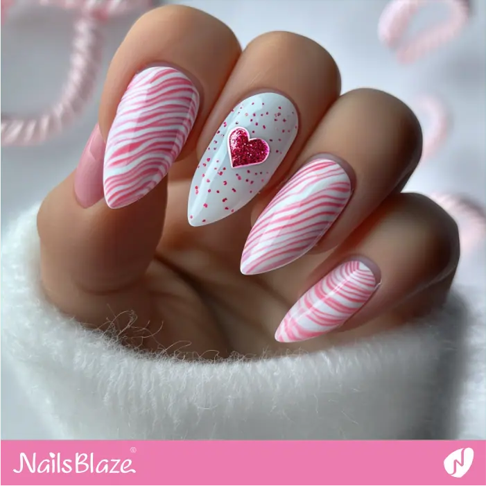 Candy-inspired Pink Theme Nails Design | Valentine Candy Heart Nails- NB7415