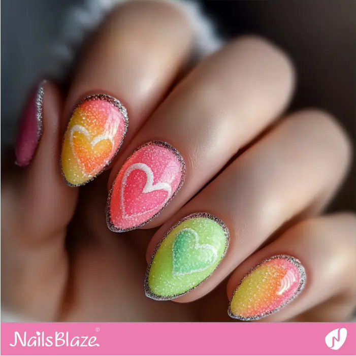 Outline Design Sugar Candy Nails | Valentine Candy Heart Nails- NB7417