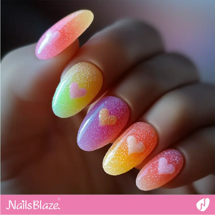 Colorful Sugar Candy Nails with Heart | Valentine Candy Heart Nails- NB7421