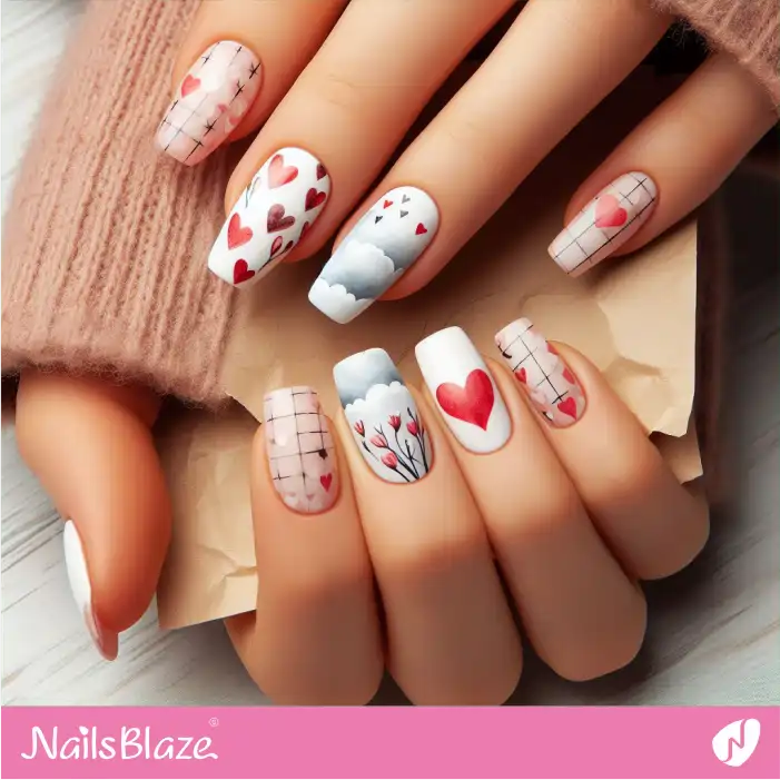 Sweet Valentine's Heart Nail Art