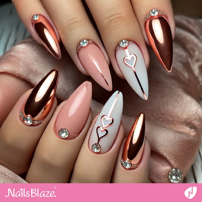 Chrome Hearts for Valentine Nails Design | Valentine