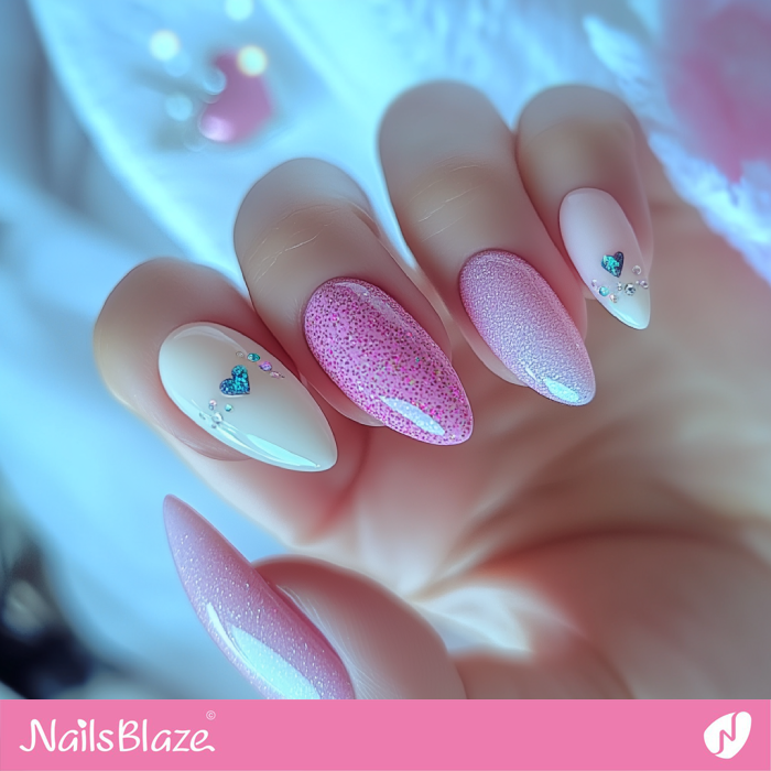 Pink Nails and Tiny Blue Hearts | Pink Valentine