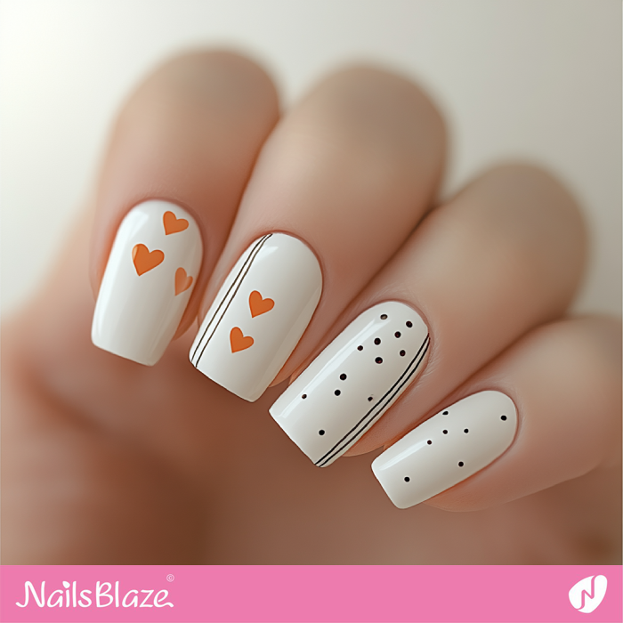 White Nails Design for Valentine | Abstract Valentine Nails- NB7496