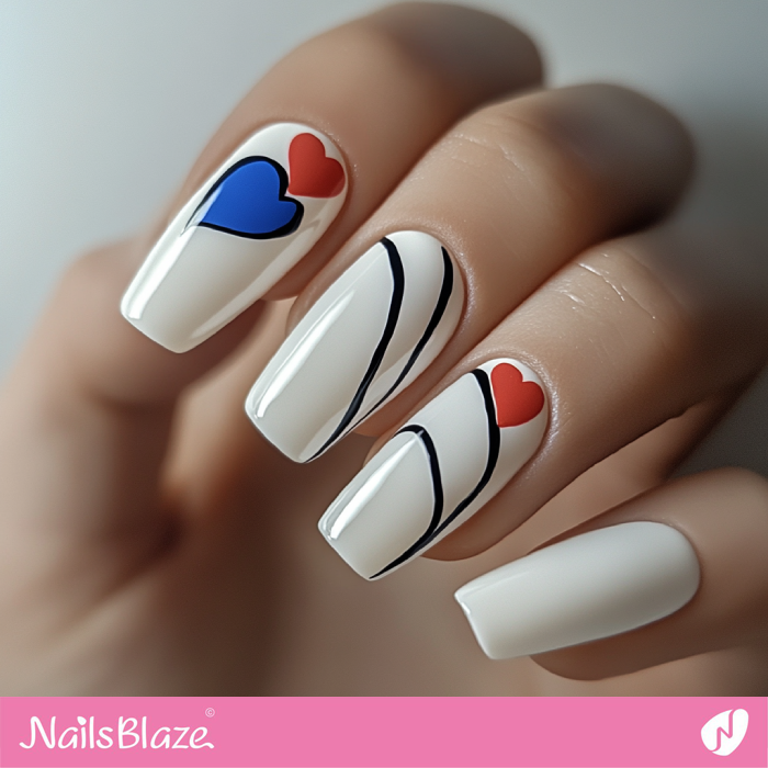 Abstract Nails with Hearts | Abstract Valentine Nails- NB7498