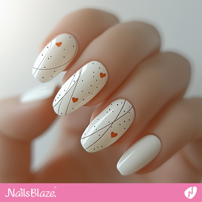 Dainty Hearts for Abstract White Nails | Abstract Valentine Nails- NB7502