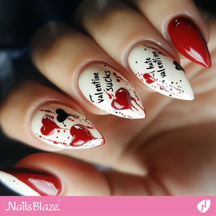 Valentine Sucks Nails Design | Anti Valentine