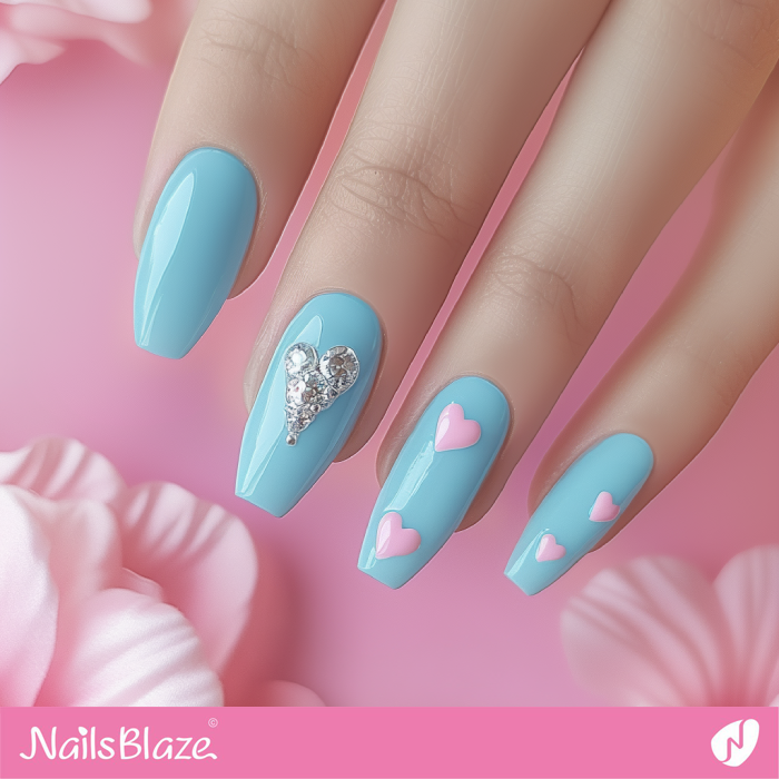 Blue Ballerina Nails for Valentine | Blue Valentine Nails- NB7377