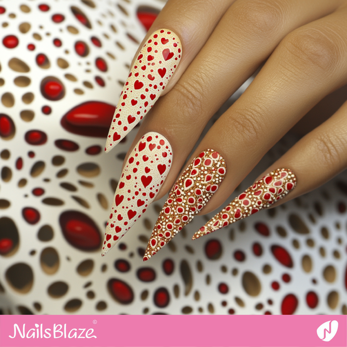 X-long Nails Design with Heart Pattern | Classy Valentine's Nails- NB7402