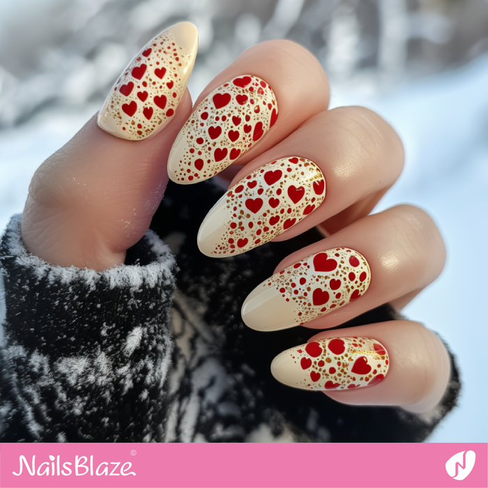 Classy Nude Nails with Tiny Hearts | Classy Valentine