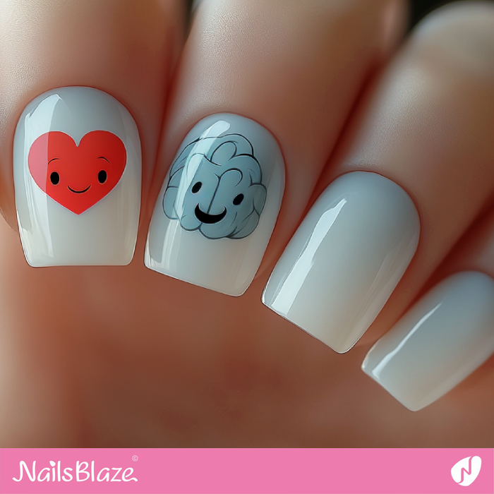 Simple and Cute Head and Heart Nails Design | Valentine's Cute Nails - NB7110