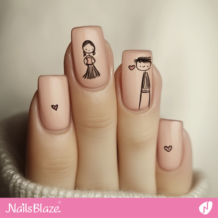 Simple Lovers Nail Design for Valentine | Valentine's Cute Nails - NB7105