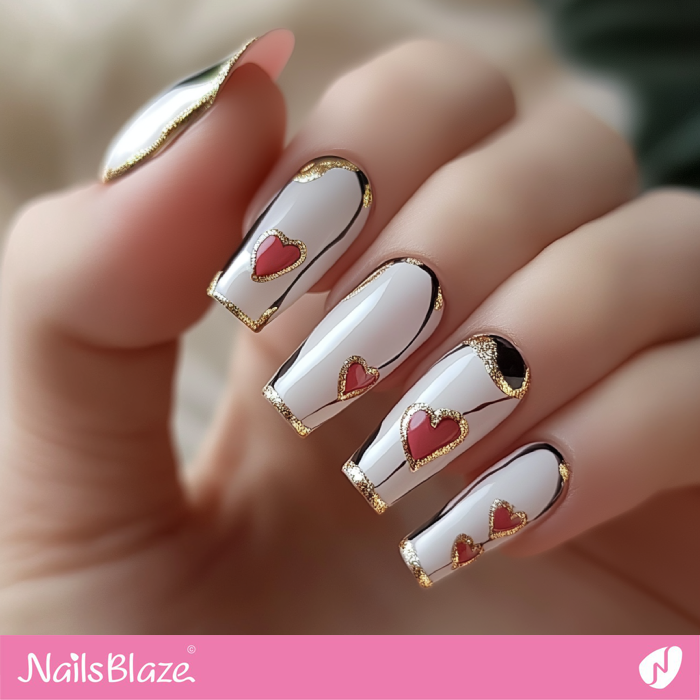 Gold Tips French Manicure for Valentine's Day | French Valentine Nails- NB7485