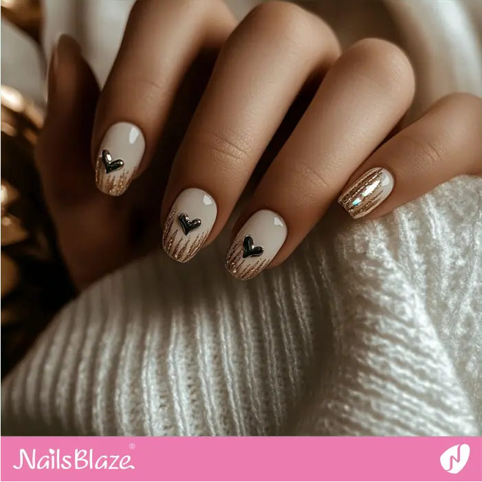 Short Nails with Glitter Lines | Luxury Valentine Nails- NB7425