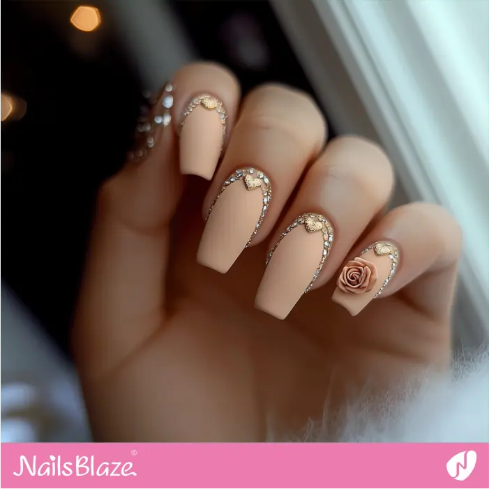 3D Rose Design for Decoration for Valentine | Matte Valentine Nails- NB7456