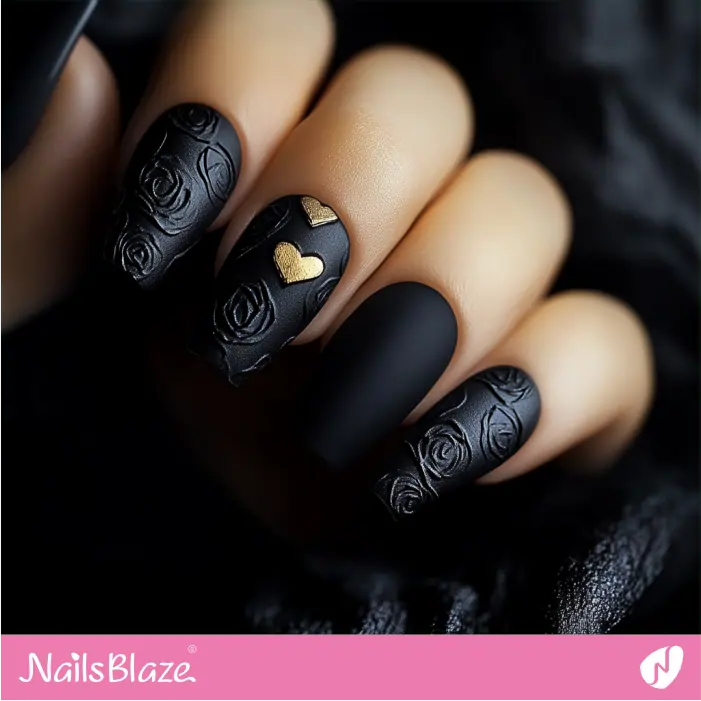 Textured Rose Pattern for Matte Valentine's Day Nails | Matte Valentine Nails- NB7466