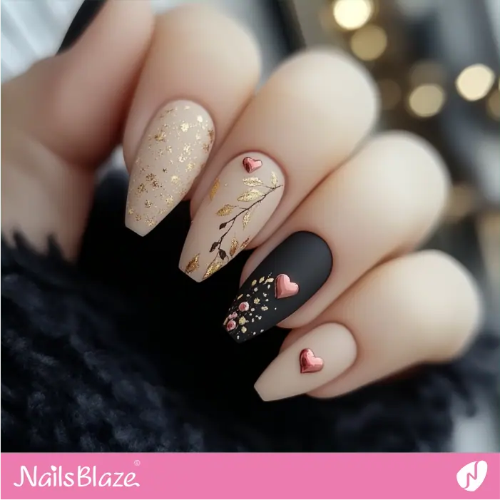 Classic Matte Nude Nails Design with Foil | Matte Valentine Nails- NB7448