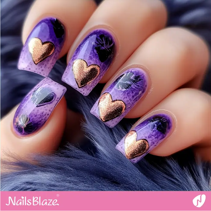 Ombre Purple Nails with Heart | Purple Valentine Nails- NB7480