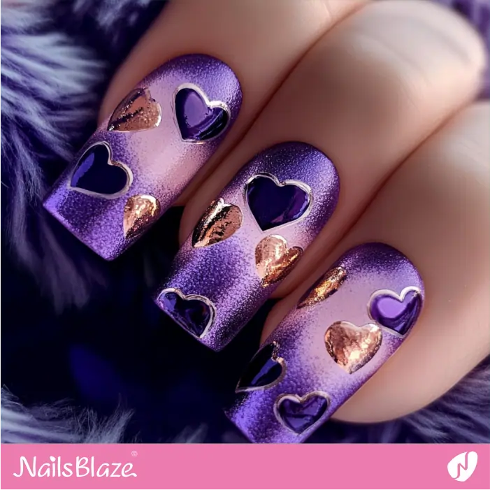 Heart Design for Aura Nails | Purple Valentine Nails- NB7472