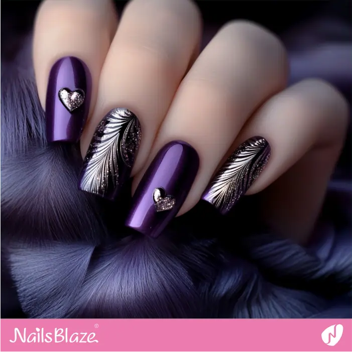 Chrome Design for Valentine's Day Nails | Purple Valentine Nails- NB7474