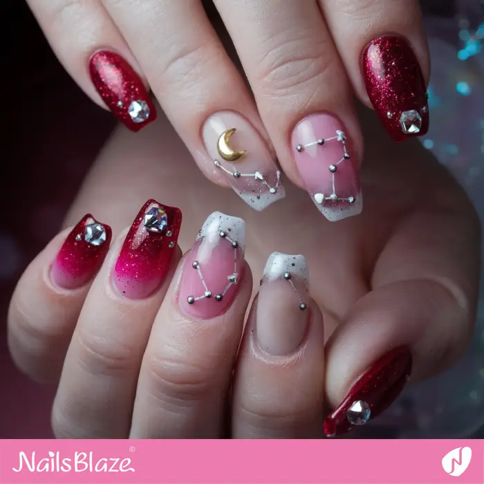 3D Zodiac Constellation Design for Starry Night Nails | Valentine