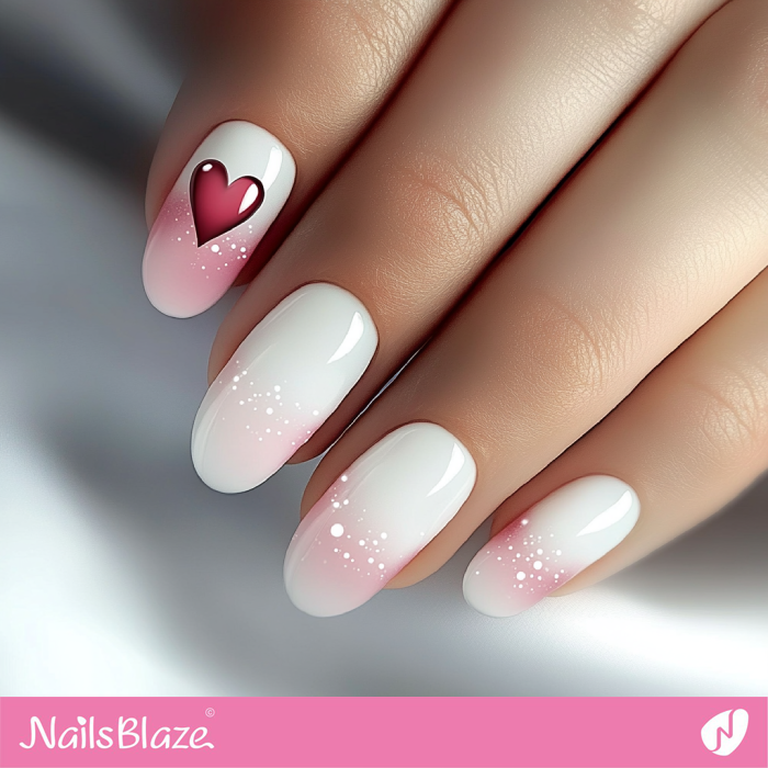 Valentine Ombre Nails with Subtle Dots | White Valentine's Nails- NB7340