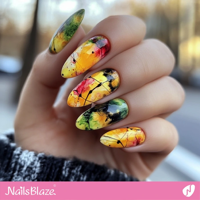 Watercolor Nails in Rainbow Colors | Watercolor Nail Art - NB5443