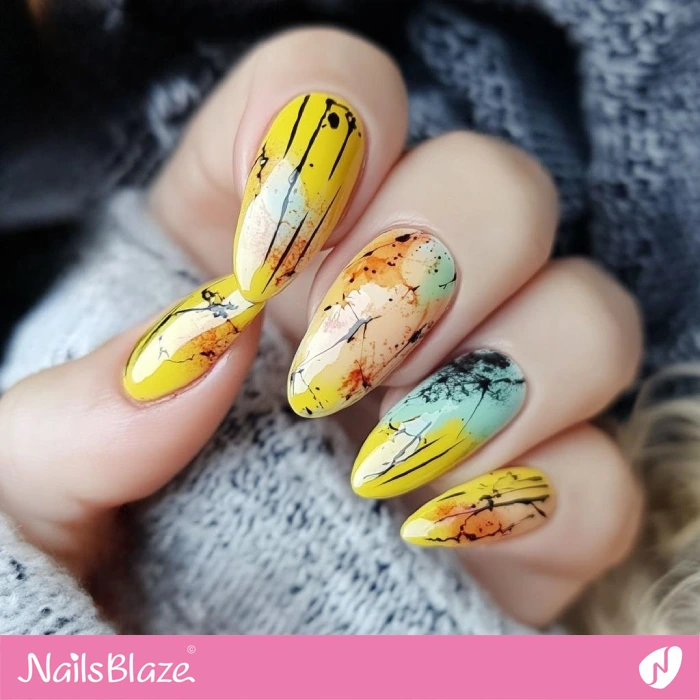 Glossy Watercolor Theme Nails Design | Watercolor Nails - NB5446