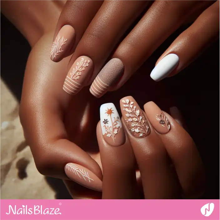 Striped Nude Nail Design for Beach Wedding| Wedding-NB-D-393