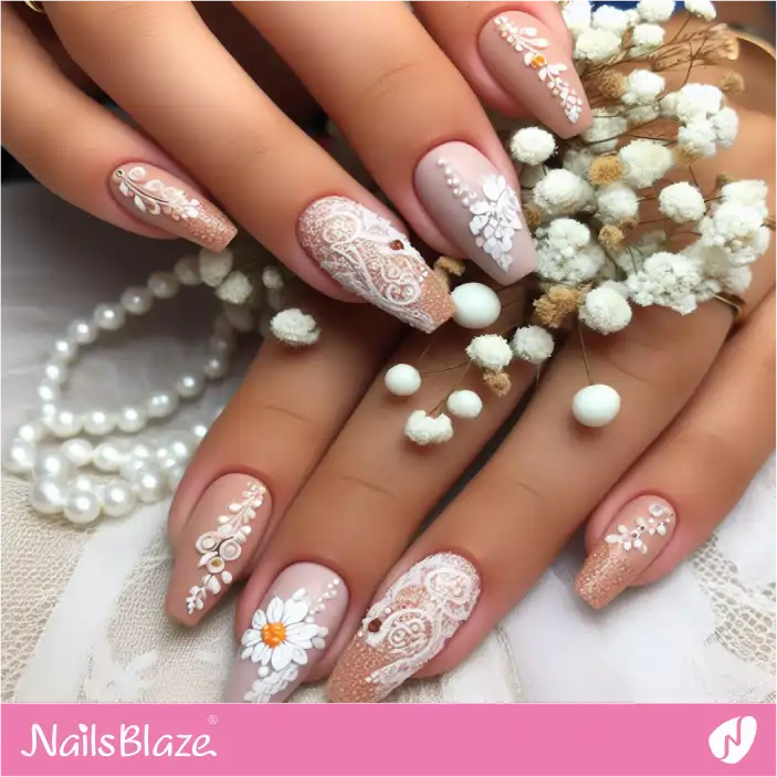 Filigree and Lace Nail Art for Beach Wedding| Wedding-NB-D-387