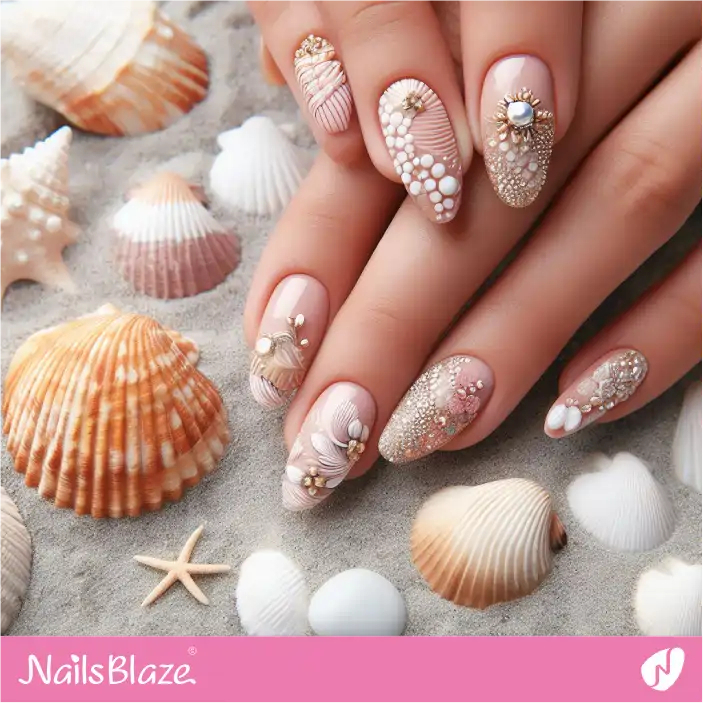 Embellished Nail Design for Beach Wedding| Wedding-NB-D-400