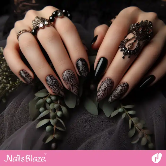 Boho Wedding Glossy Textured Nail Design|Wedding-NB-D-468