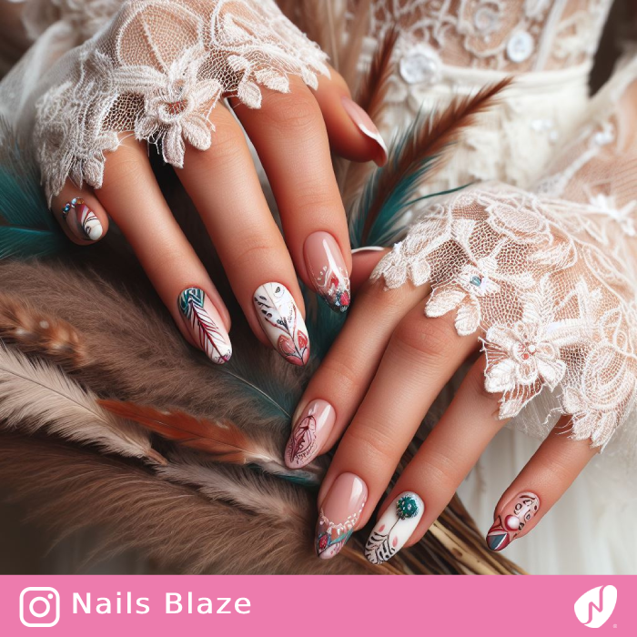 Floral Boho Wedding Nail Design|NB-D10