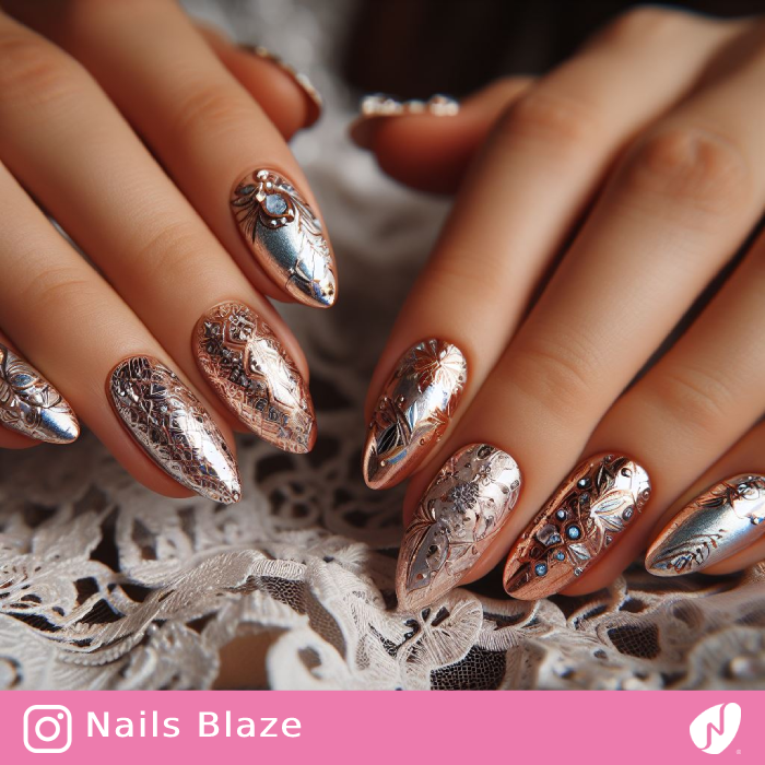 Boho Style Foil Nail Design | Wedding-NB-D25