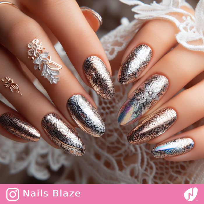 Boho Foil Nail Design | Wedding-NB-D23