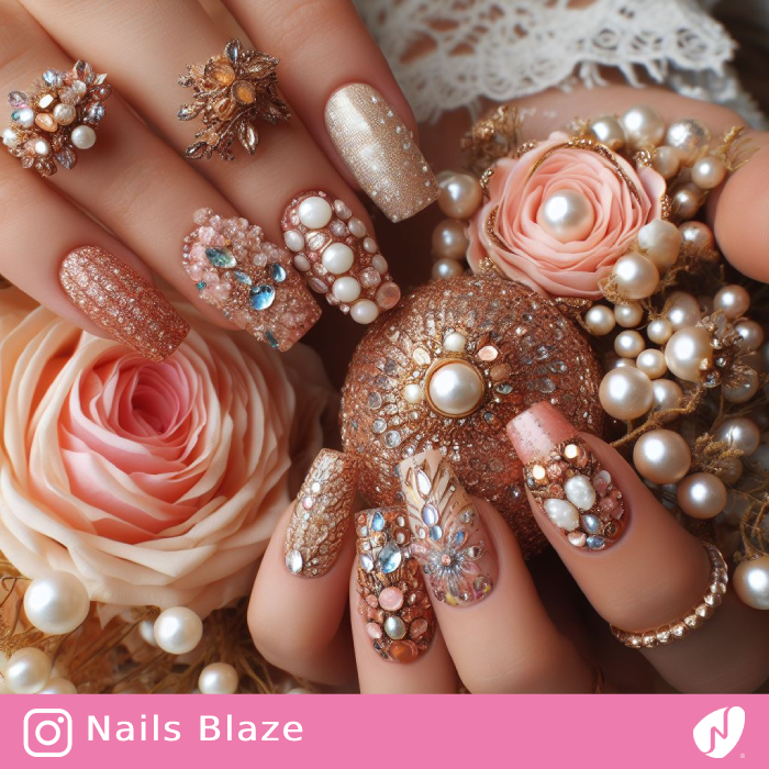 Boho Wedding Embellished Nail Design | Wedding-NB-D-31